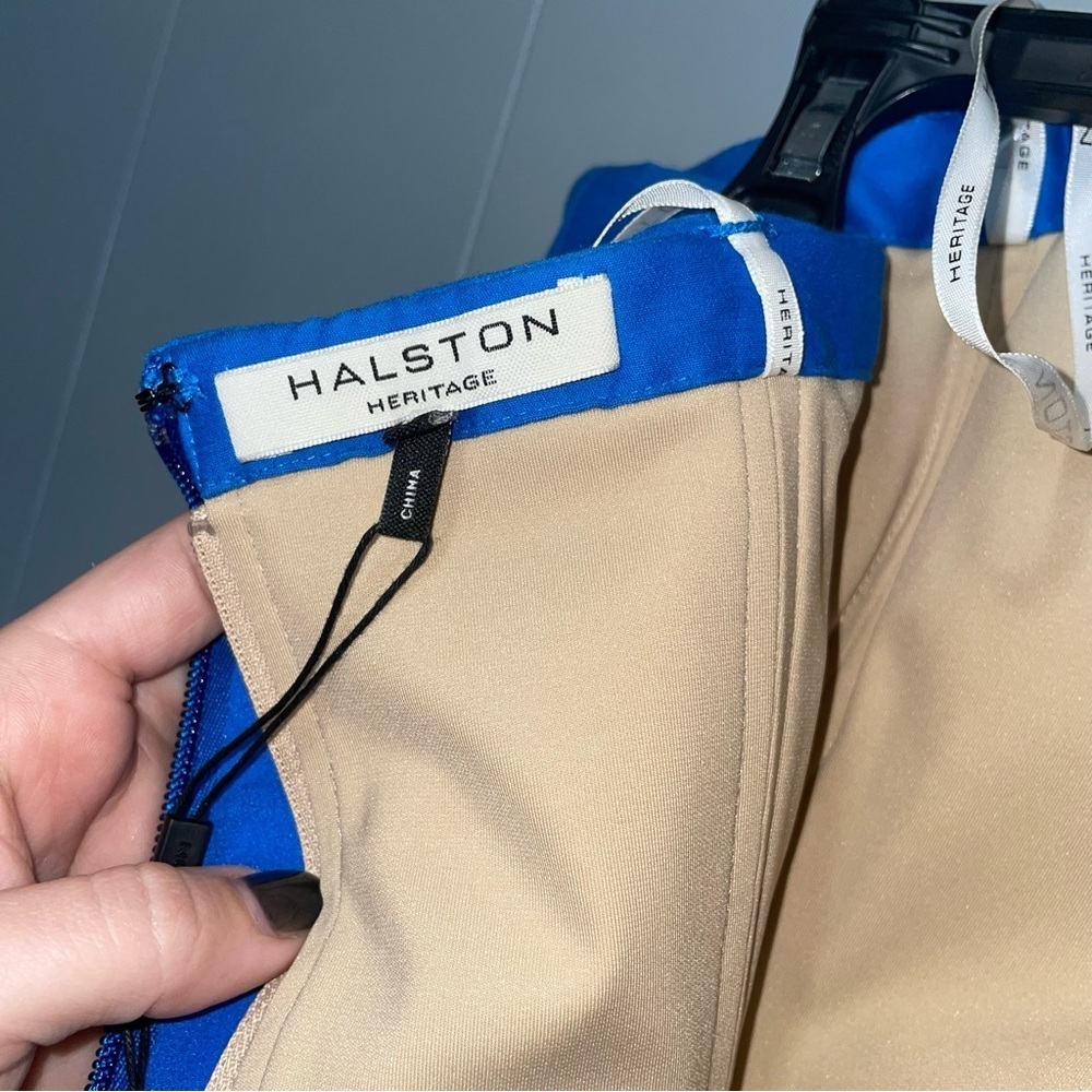 Halston Heritage NWT Strapless Dress with Peplum in Lapis Blue Size 8 - Picture 7 of 10